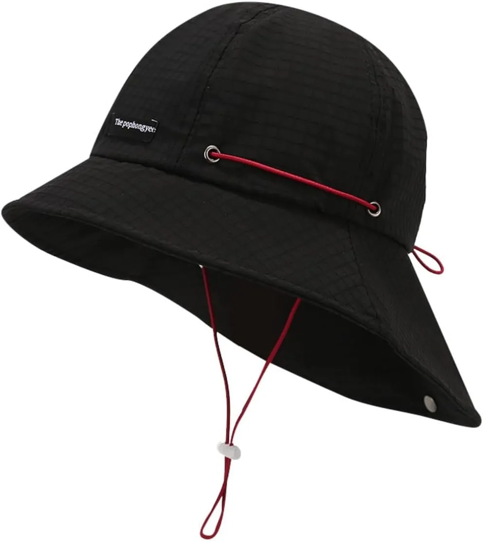 Unsex Outdoor Sun Hat Waterproof Bucket Hat with Chin Strap Quick Dry Packable UV Protection