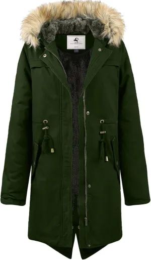 Uoiuxc Women's Hooded Winter Coat Warm Fleeced Lined Parka Long Jackets