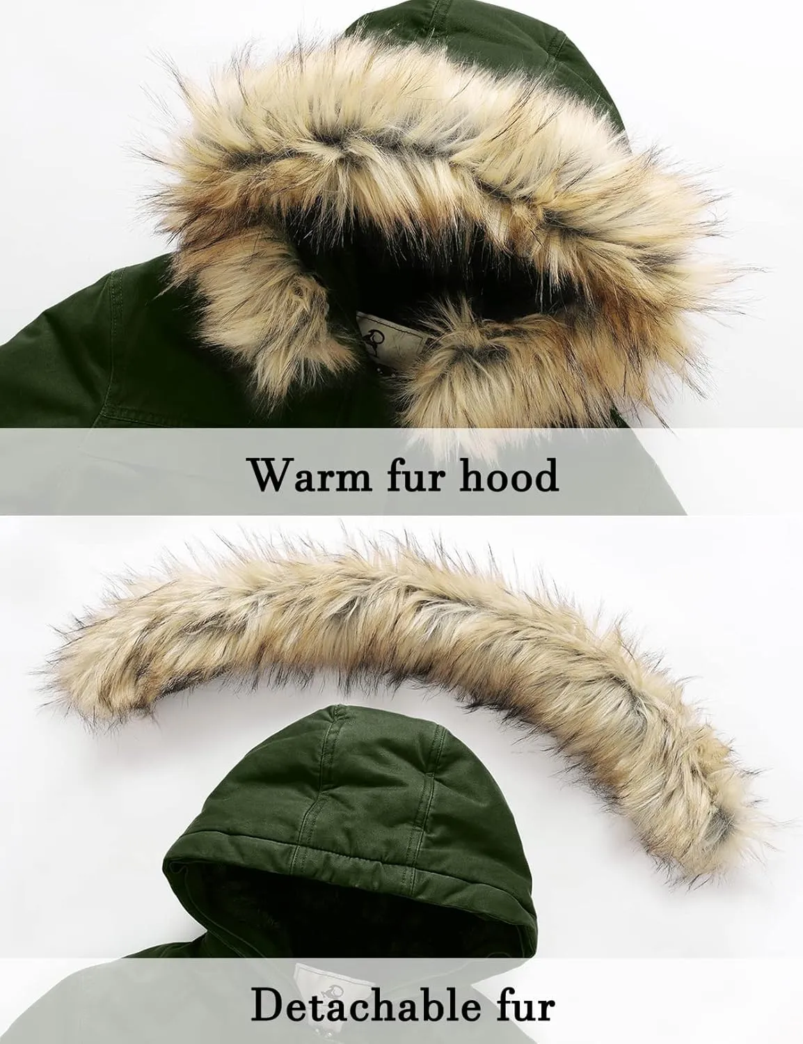 Uoiuxc Women's Hooded Winter Coat Warm Fleeced Lined Parka Long Jackets