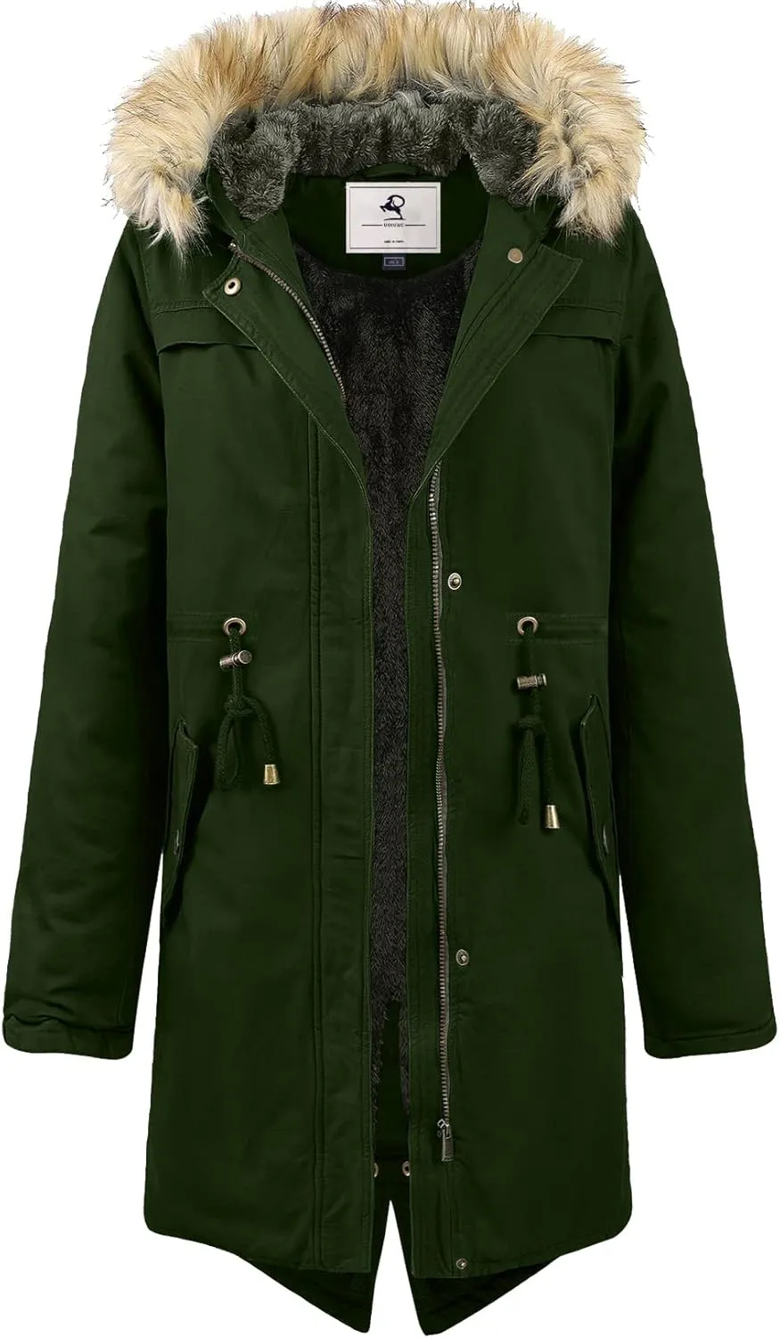Uoiuxc Women's Hooded Winter Coat Warm Fleeced Lined Parka Long Jackets
