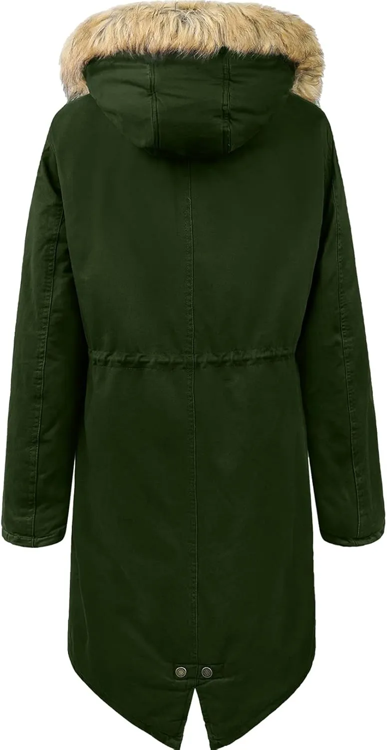 Uoiuxc Women's Hooded Winter Coat Warm Fleeced Lined Parka Long Jackets