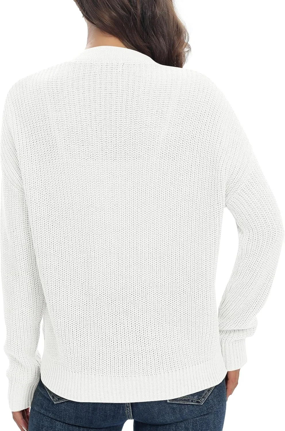 Urban CoCo Women's Lightweight Knit Open Front V-Neck Long Sleeve Button Down Casual Cardigan with Pockets