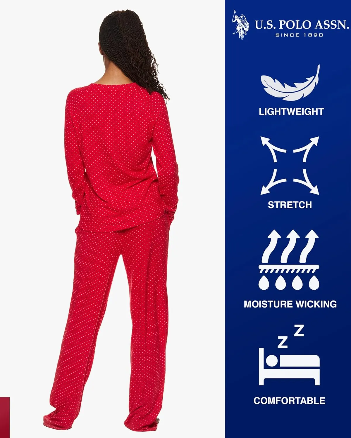 U.S. Polo Assn. 2-Piece Pajamas for Women Set, Long Sleeve PJ Sets for Women, Ladies Sleepwear, Mom Gifts