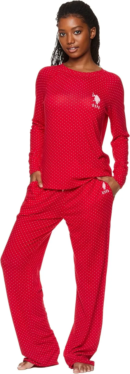 U.S. Polo Assn. 2-Piece Pajamas for Women Set, Long Sleeve PJ Sets for Women, Ladies Sleepwear, Mom Gifts