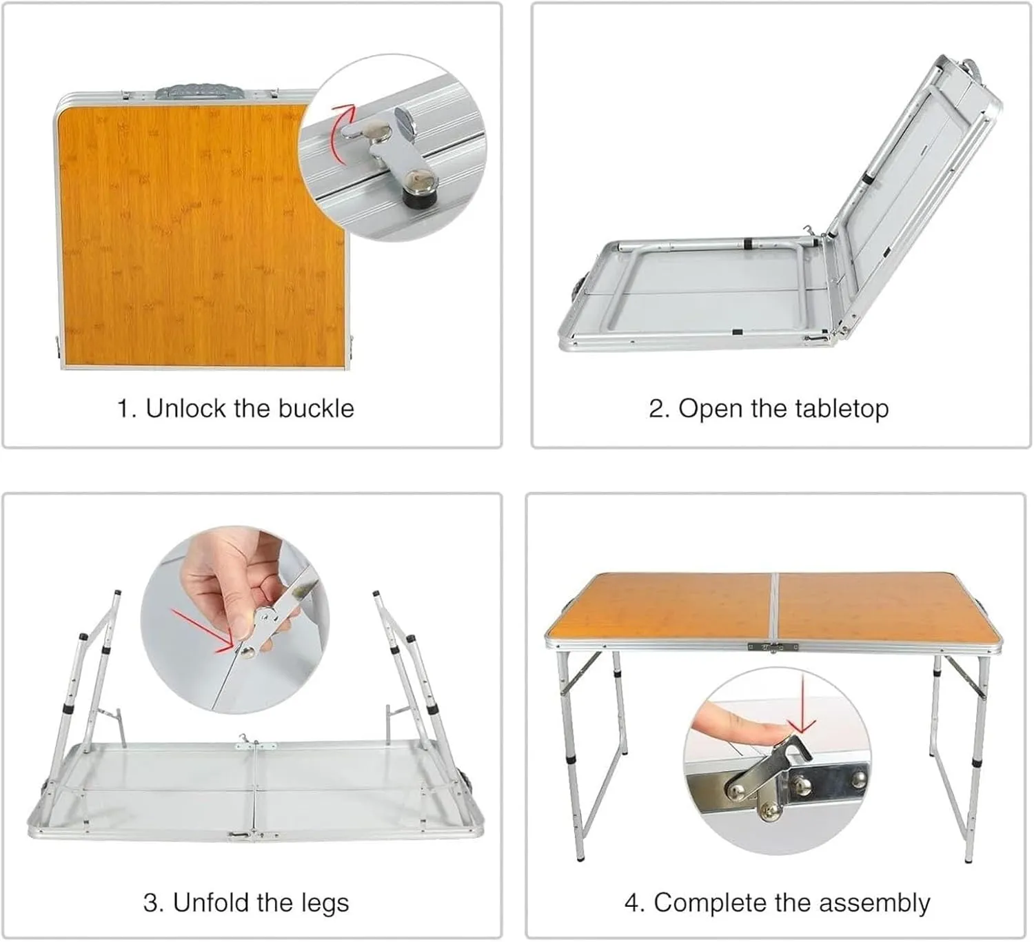 Usoway Portable Beach Table Folding Camping Table Aluminum Ultralight Height Adjustable Camp Table 3 Heights Folding Camping Table (C : Red), 665599