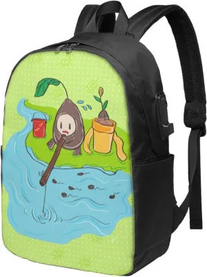 vacsAX Durable Ergonomic Backpack With - Large Capacity With USB Ports - Perfect For Women Men Sunflower seeds fishing
