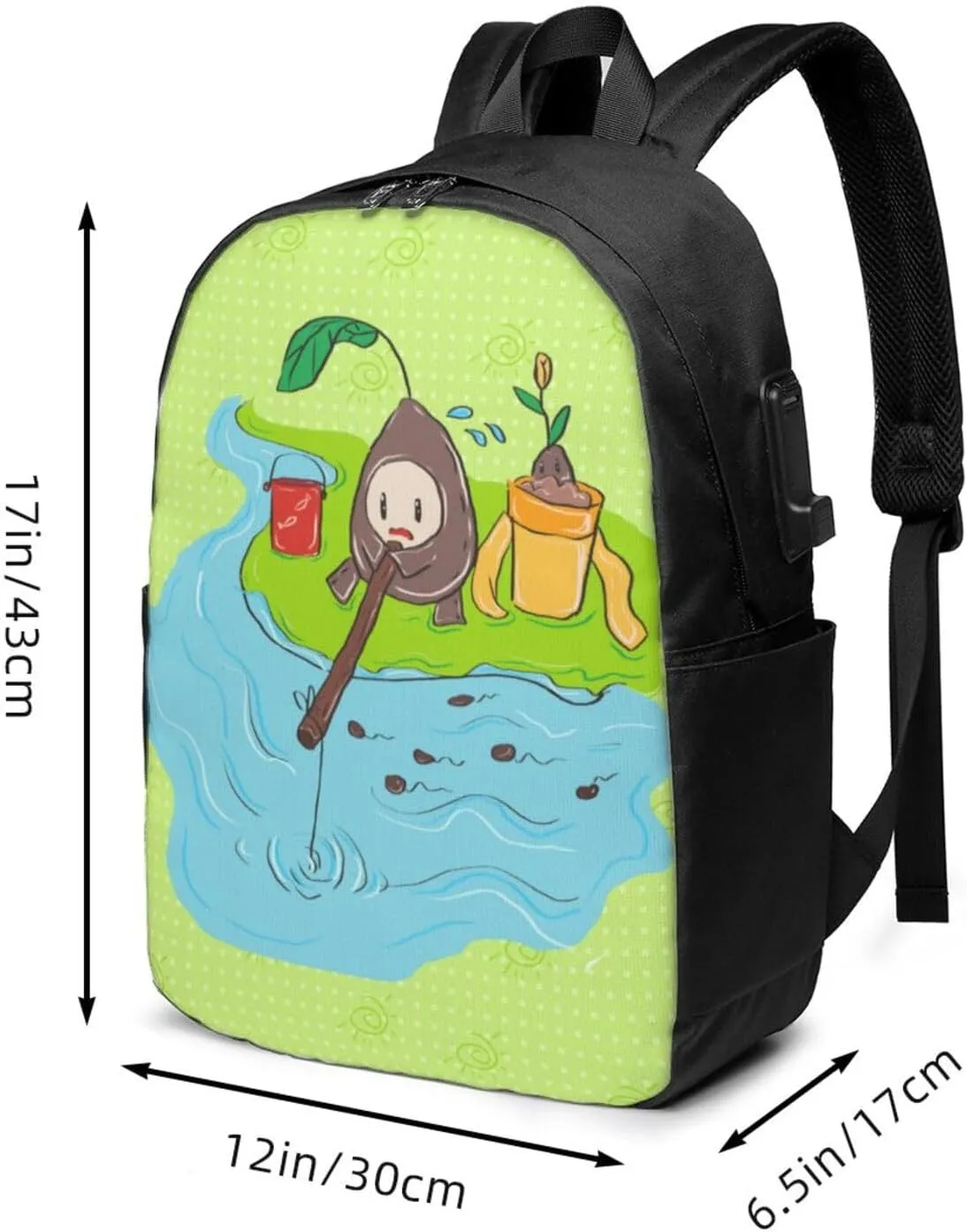 vacsAX Durable Ergonomic Backpack With - Large Capacity With USB Ports - Perfect For Women Men Sunflower seeds fishing