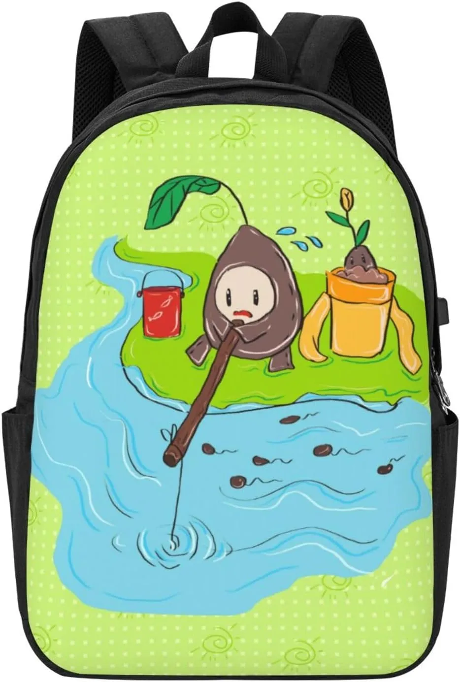 vacsAX Durable Ergonomic Backpack With - Large Capacity With USB Ports - Perfect For Women Men Sunflower seeds fishing