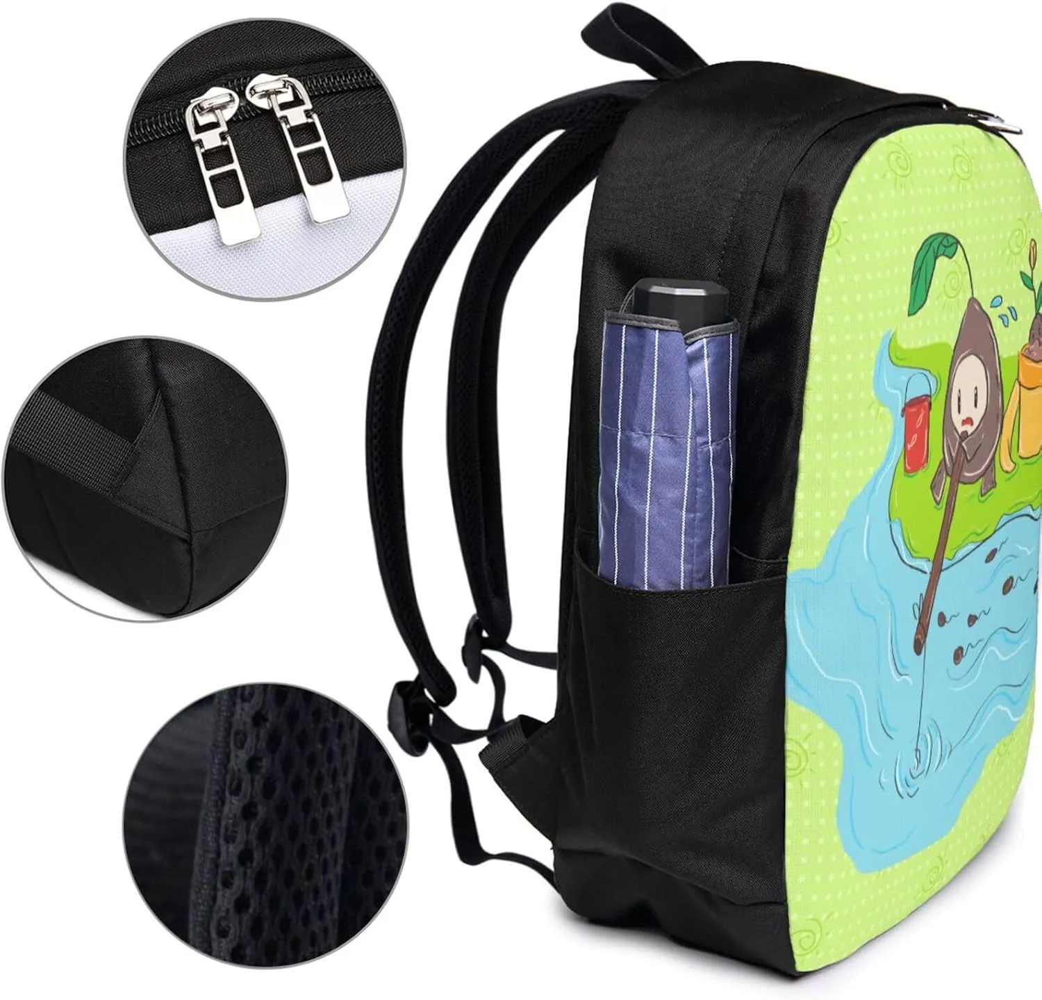 vacsAX Durable Ergonomic Backpack With - Large Capacity With USB Ports - Perfect For Women Men Sunflower seeds fishing