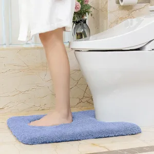 VANZAVANZU Toilet Rugs for Bathroom U Shaped, Contour Bath Rugs for Toilet Bath Mats for Bathroom Non Slip Extra Soft Absorbant Microfiber Shaggy Thick Toilet Rugs U Shaped (U 20"*24", Wedgewood)
