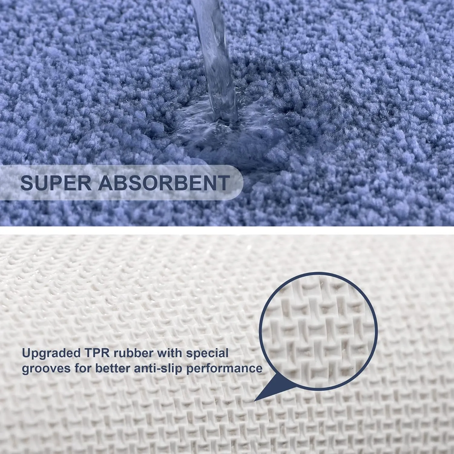 VANZAVANZU Toilet Rugs for Bathroom U Shaped, Contour Bath Rugs for Toilet Bath Mats for Bathroom Non Slip Extra Soft Absorbant Microfiber Shaggy Thick Toilet Rugs U Shaped (U 20"*24", Wedgewood)