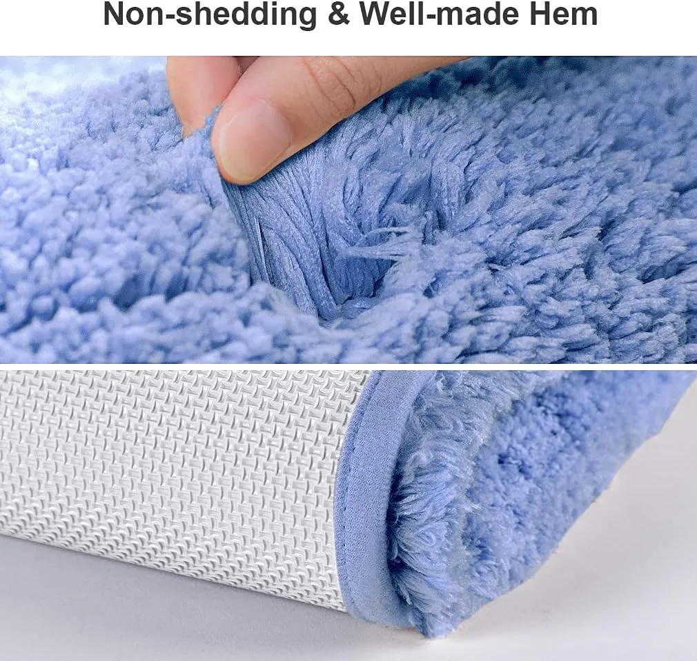VANZAVANZU Toilet Rugs for Bathroom U Shaped, Contour Bath Rugs for Toilet Bath Mats for Bathroom Non Slip Extra Soft Absorbant Microfiber Shaggy Thick Toilet Rugs U Shaped (U 20"*24", Wedgewood)