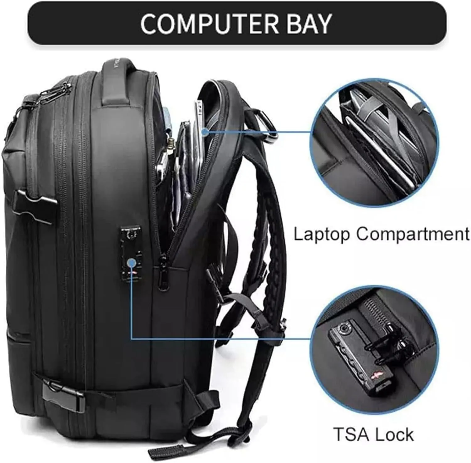 Veloutte Travel Backpack, 60l Vacpack Backpack with Vacuum, Multifunctional Waterproof Expandable Anti-Theft Pack (Dark Grey-2.0)