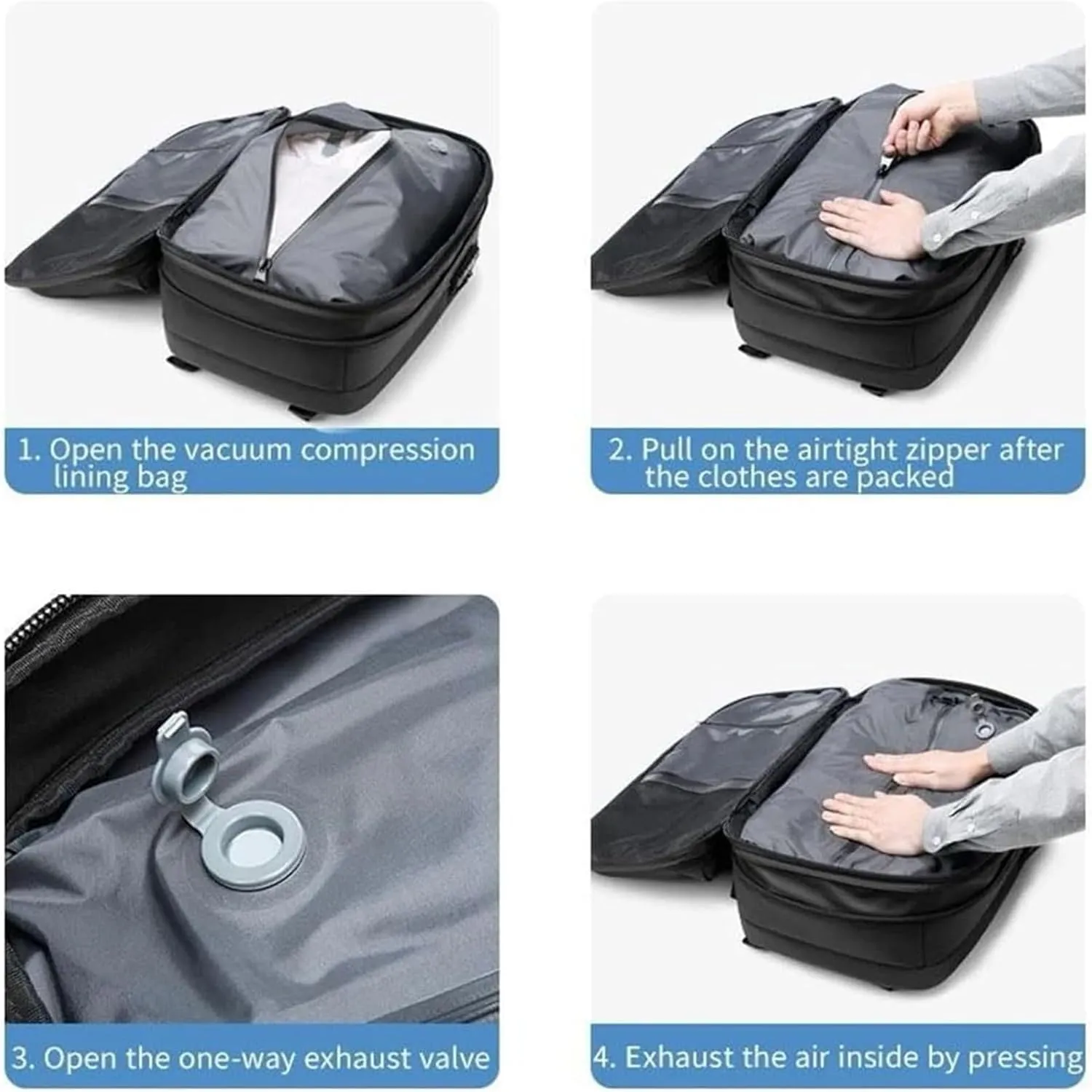 Veloutte Travel Backpack, Veloussette Space Bag, Velouette Space Bag, Vacpack Backpack with Vacuum, Travel Smart with Vacuum Compression & Waterproof Design (E)
