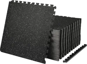 VEVOR 0.56 inch Thick 25 PCS 100 sq.ft Gym Floor Mats, 24" x 24" EVA Foam & Rubber Gym Flooring Workout Floor Mats, Waterproof Exercise Puzzle Flooring for Gym, Home, Garage, Baseme