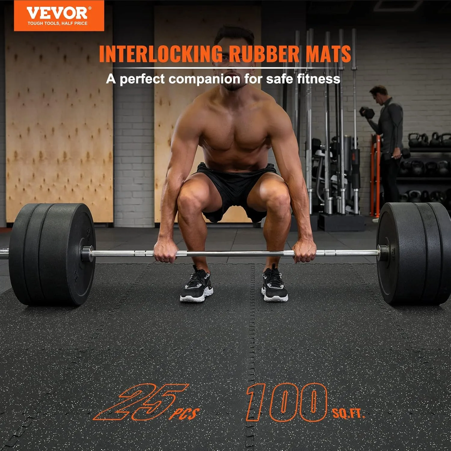 VEVOR 0.56 inch Thick 25 PCS 100 sq.ft Gym Floor Mats, 24" x 24" EVA Foam & Rubber Gym Flooring Workout Floor Mats, Waterproof Exercise Puzzle Flooring for Gym, Home, Garage, Baseme
