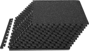 VEVOR 0.56Inch 48sq.ft 12 Tiles Gym Flooring for Home Gym, Rubber Top with High Density EVA Foam,24 x 24In Gym Floor Exercise Equipment Mats, Interlocking Gym Mats, Puzzle Workout Mats, Black & Grey