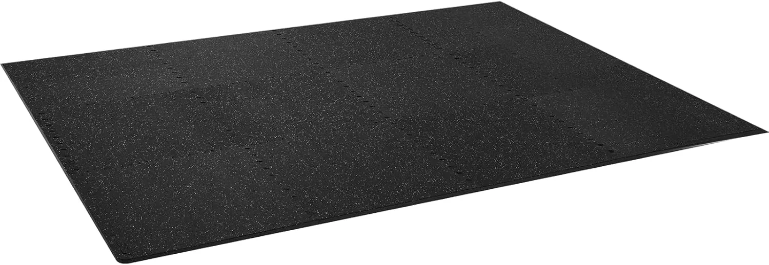 VEVOR 0.56Inch 48sq.ft 12 Tiles Gym Flooring for Home Gym, Rubber Top with High Density EVA Foam,24 x 24In Gym Floor Exercise Equipment Mats, Interlocking Gym Mats, Puzzle Workout Mats, Black & Grey