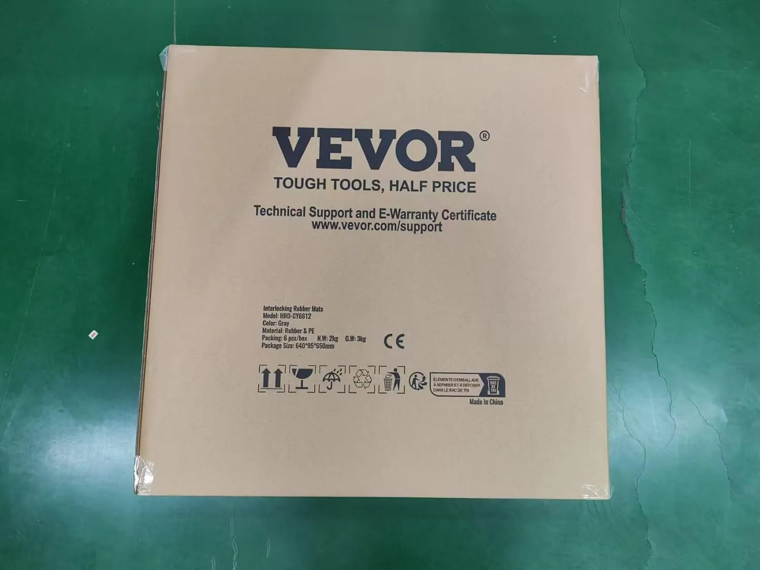 VEVOR 0.56Inch 48sq.ft 12 Tiles Gym Flooring for Home Gym, Rubber Top with High Density EVA Foam,24 x 24In Gym Floor Exercise Equipment Mats, Interlocking Gym Mats, Puzzle Workout Mats, Black & Grey