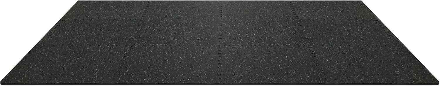 VEVOR 0.56Inch 48sq.ft 12 Tiles Gym Flooring for Home Gym, Rubber Top with High Density EVA Foam,24 x 24In Gym Floor Exercise Equipment Mats, Interlocking Gym Mats, Puzzle Workout Mats, Black & Grey
