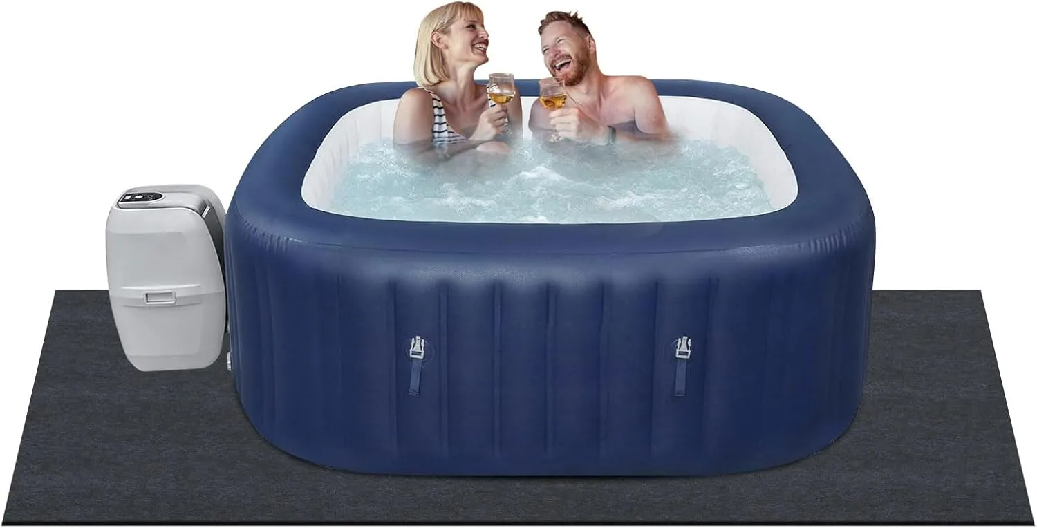 VEVOR 75 x 75 Inch Hot Tub Mat, Extra Large Inflatable Hot Tub Pad, Waterproof Slip-Proof Backing, Absorbent Spa Pool Ground Base Flooring Protector Mat Reusable Outdoor & Indoor, Also for Car Repair