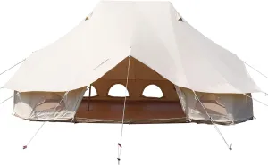 VEVOR Bell Tent, 19.68 ft/6 m Breathable 100% Cotton Canvas Yurt Tent with 6 Windows 4 Vents, Luxury Glamping Waterproof for 8-12 Person Family Camping Outdoor Hunting Party, Extra Large