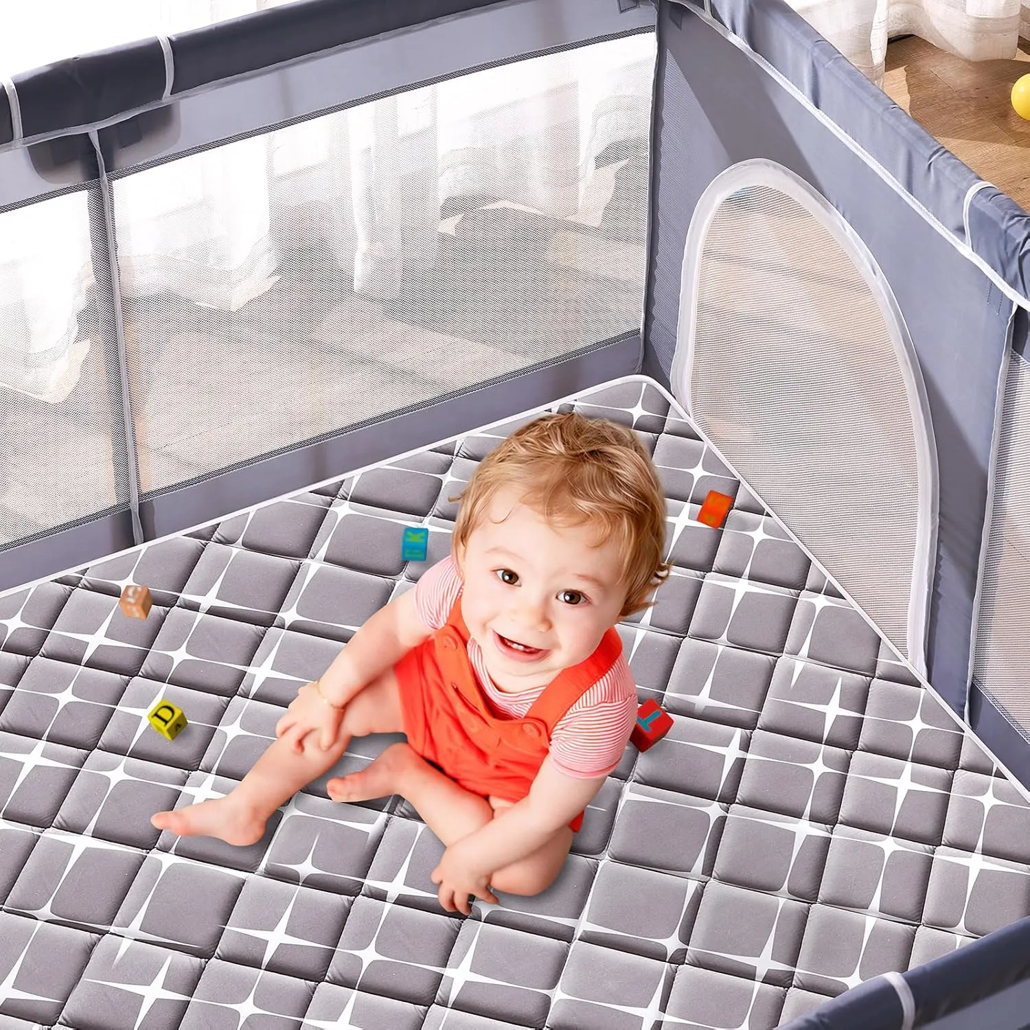 Vibe bear Baby Play Mat 71" X 59", Premium Thicker Foam One-Piece Crawling Mat, Extra Large Anti- Slip Crawling Mat Activity Playmats for Babies,Toddlers, Infants, Play & Tummy Time