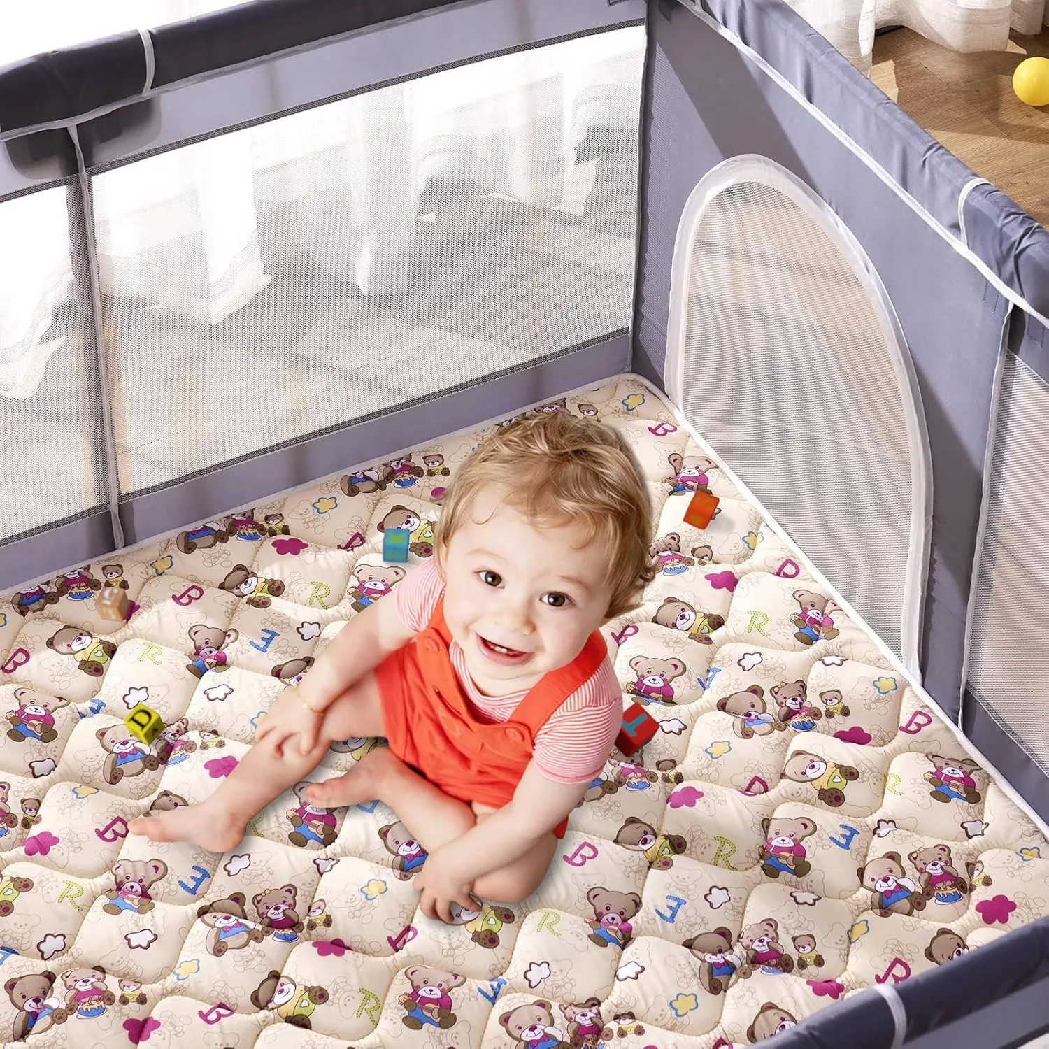 Vibe Bear Baby Play Mat - 71" X 59",Premium Thicker Foam One-Piece Crawling Mat, Extra Large Anti-Slip Activity Playmat for Babies, Toddlers & Infants