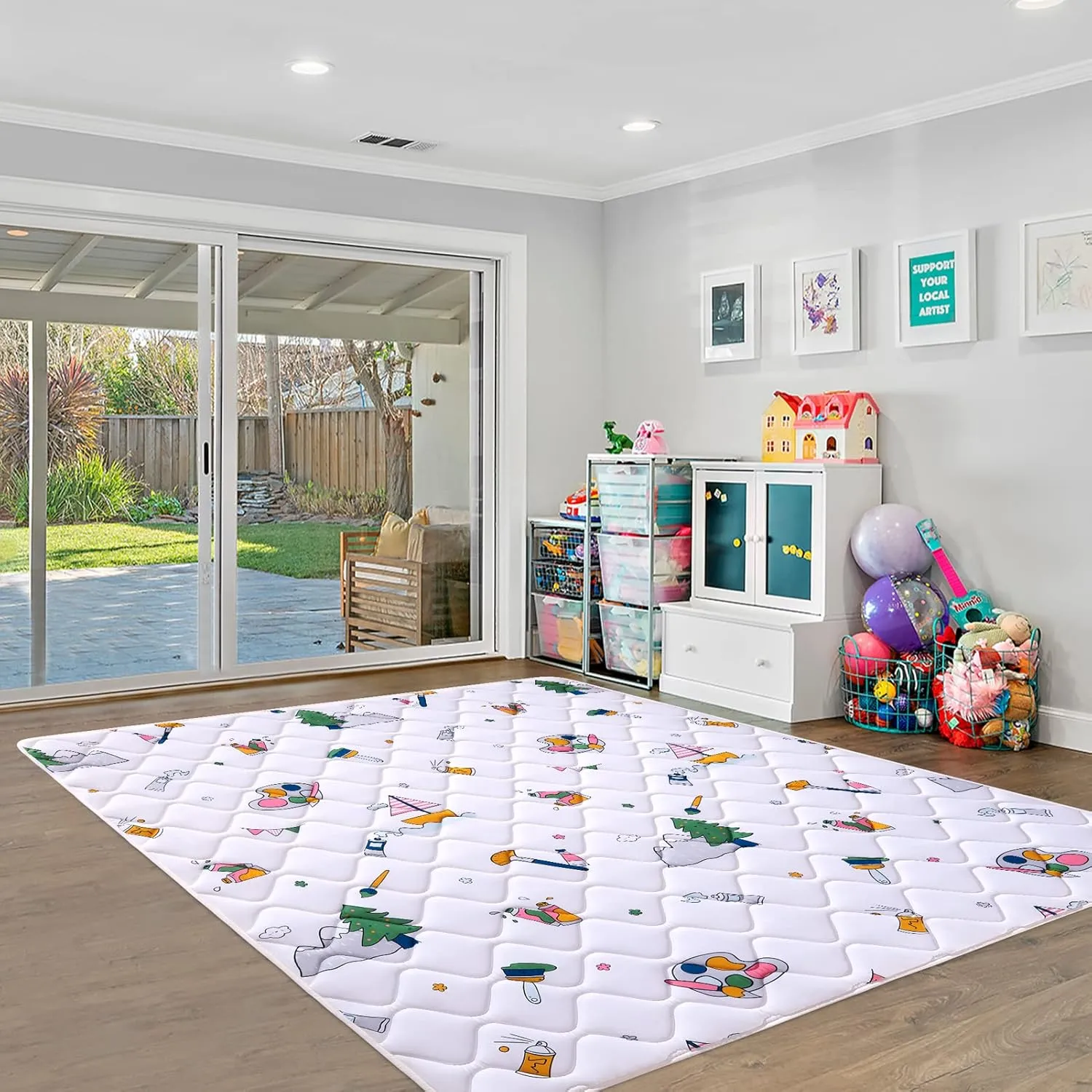 Vibe bear Baby Play Mat 79" X 71", Thicker Foam One-Piece Crawling Mat, Extra Large Anti- Slip Crawling Mat Activity Playmats for Babies,Toddlers, Infants, Play & Tummy Time Fun Childhood