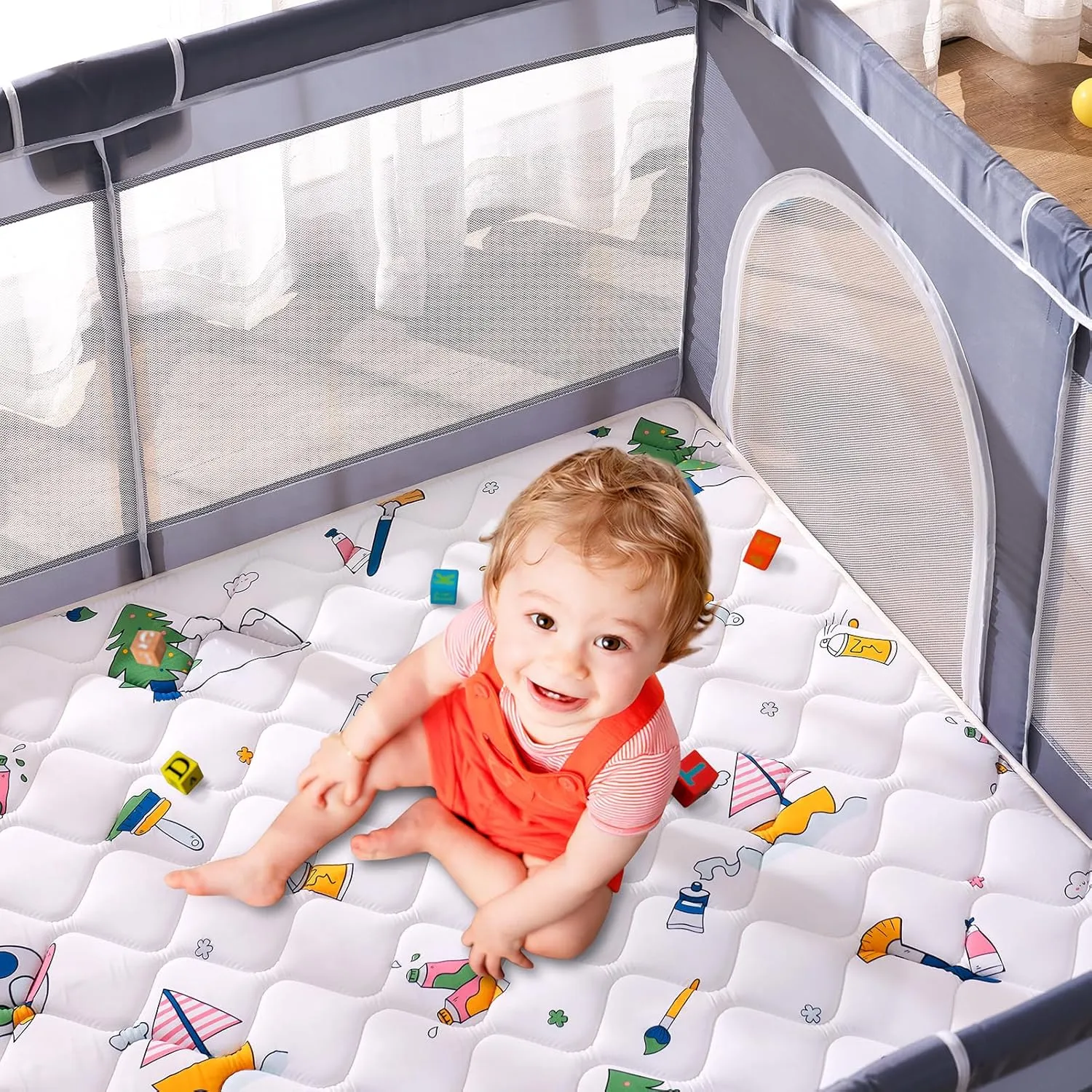 Vibe bear Baby Play Mat 79" X 71", Thicker Foam One-Piece Crawling Mat, Extra Large Anti- Slip Crawling Mat Activity Playmats for Babies,Toddlers, Infants, Play & Tummy Time Fun Childhood
