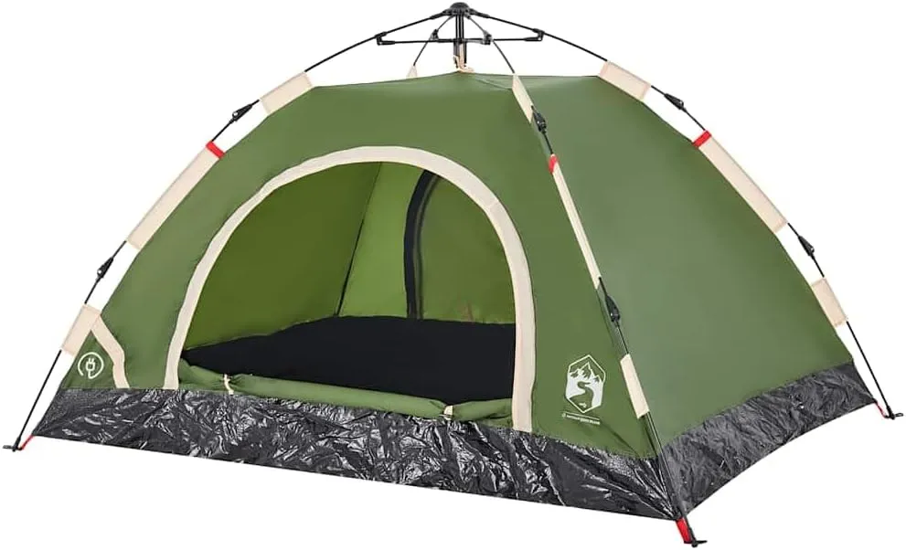 vidaXL Camping Tent 2-Person, Garden Shelter, Portable Canopy for Outdoor Patio Hiking, Lightweight Tent, Foldable Tent, Green Quick Release