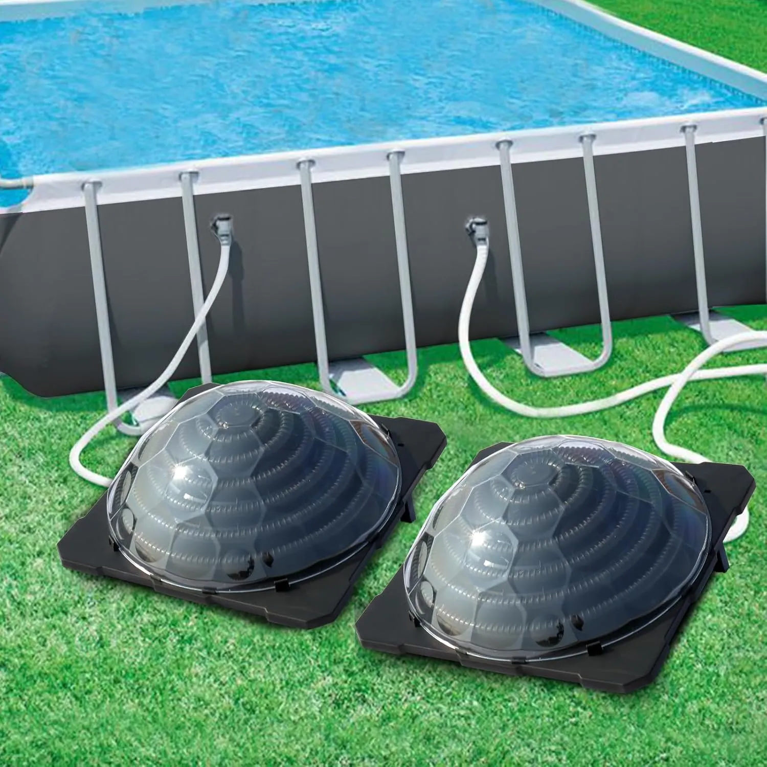 VINGLI Solar Pool Heater Above Ground Domed Solar Powered Swimming Pool Heater Contour Pool Heating Coil (2 Packs), Black