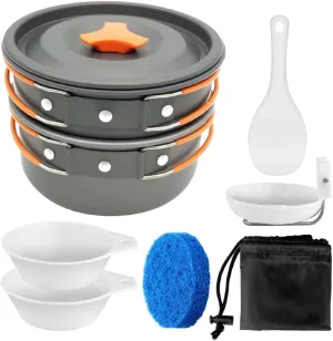 VOSAREA 1 Set Portable Pot Set Camp Kettle Camping Cookware Small Travel Pots Camp Cooking Gear Camp Cooking Kit Aluminum Alloy