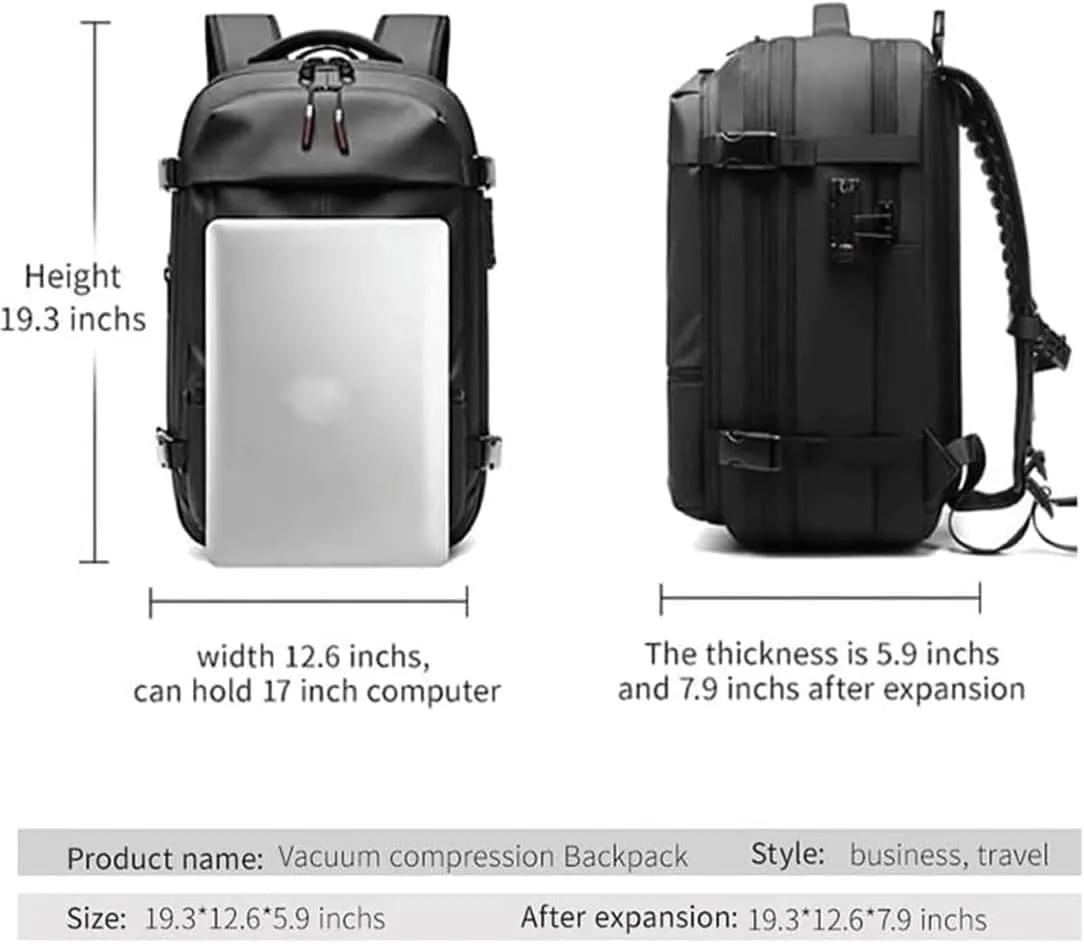 Voyagevac Backpack - 60L Large-Capacity Travel Backpacks Expandable with Compression, Vacpack Backpack with Vacuum (A Blue (Without Pump))