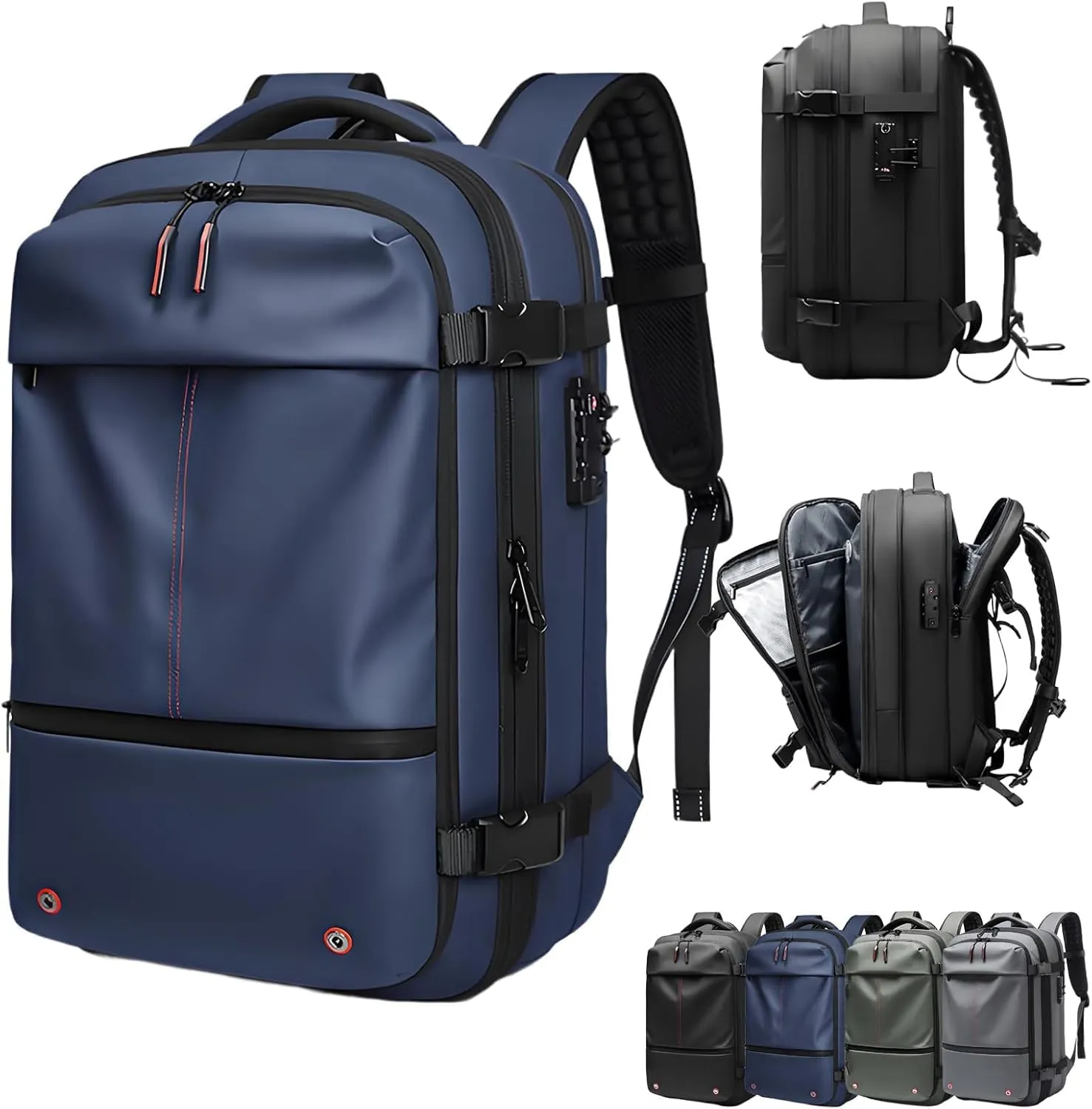 Voyagevac Backpack - 60L Large-Capacity Travel Backpacks Expandable with Compression, Vacpack Backpack with Vacuum (A Blue (Without Pump))