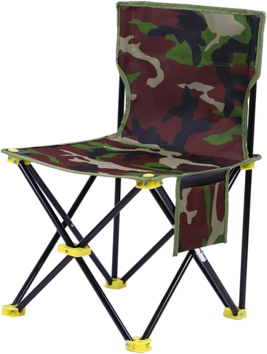 Wakauto Outdoor Folding Chair Lightweight Camping Stool with Backrest Portable Fishing and Beach Seat Small High for Travel and Outdoor Activities