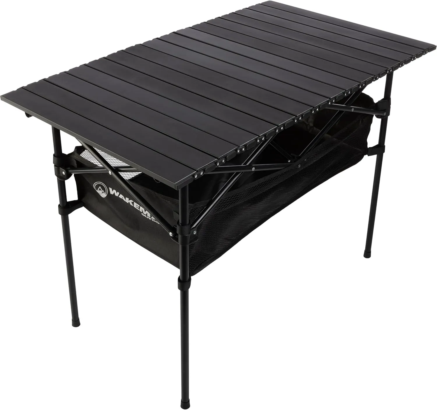 Wakeman Camping Table - Folding Table with Storage Compartment and Carry Bag for Picnic, Tailgate, Cookout, or Camp - Camping Gear Outdoors (Black)