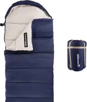 Wakeman Outdoors Sleeping Bag – 35F Rated 3 Season Envelope Style with Hood for Outdoor Camping, Backpacking and Hiking with Carry Bag (Navy)