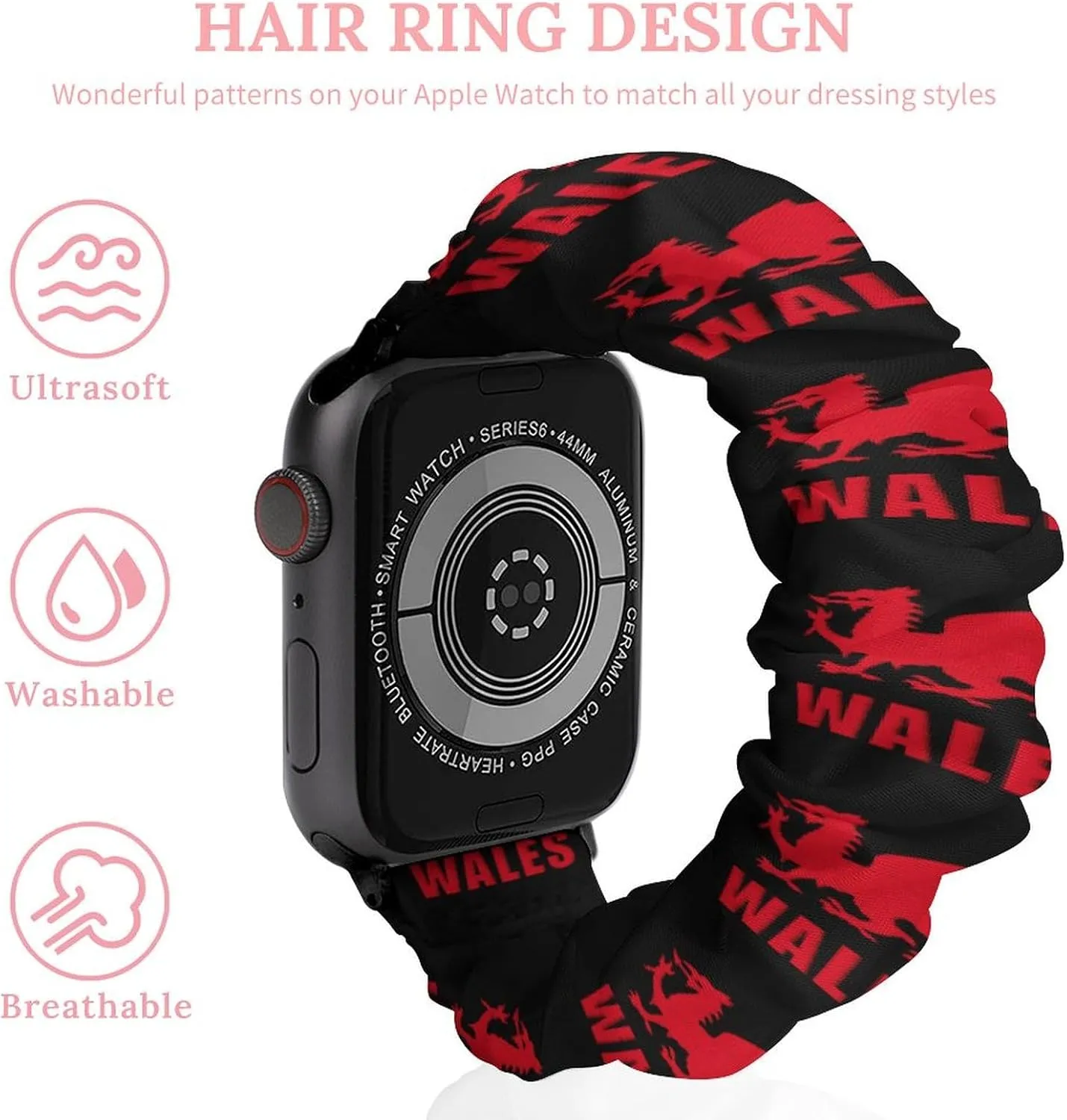Wales Welsh Dragon Fashion Watch Strap Scrunchies Wristbands Compatible With IWatch Series