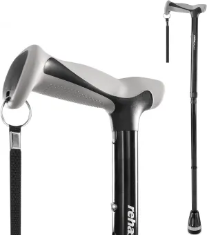 Walking Cane, Folding, Adjustable, Lightweight, Walking Canes for Men & Women, Soft Ergonomic Handle, Heavy Duty All Terrain Tip, Walking Sticks for Seniors & Adults with Travel Bag