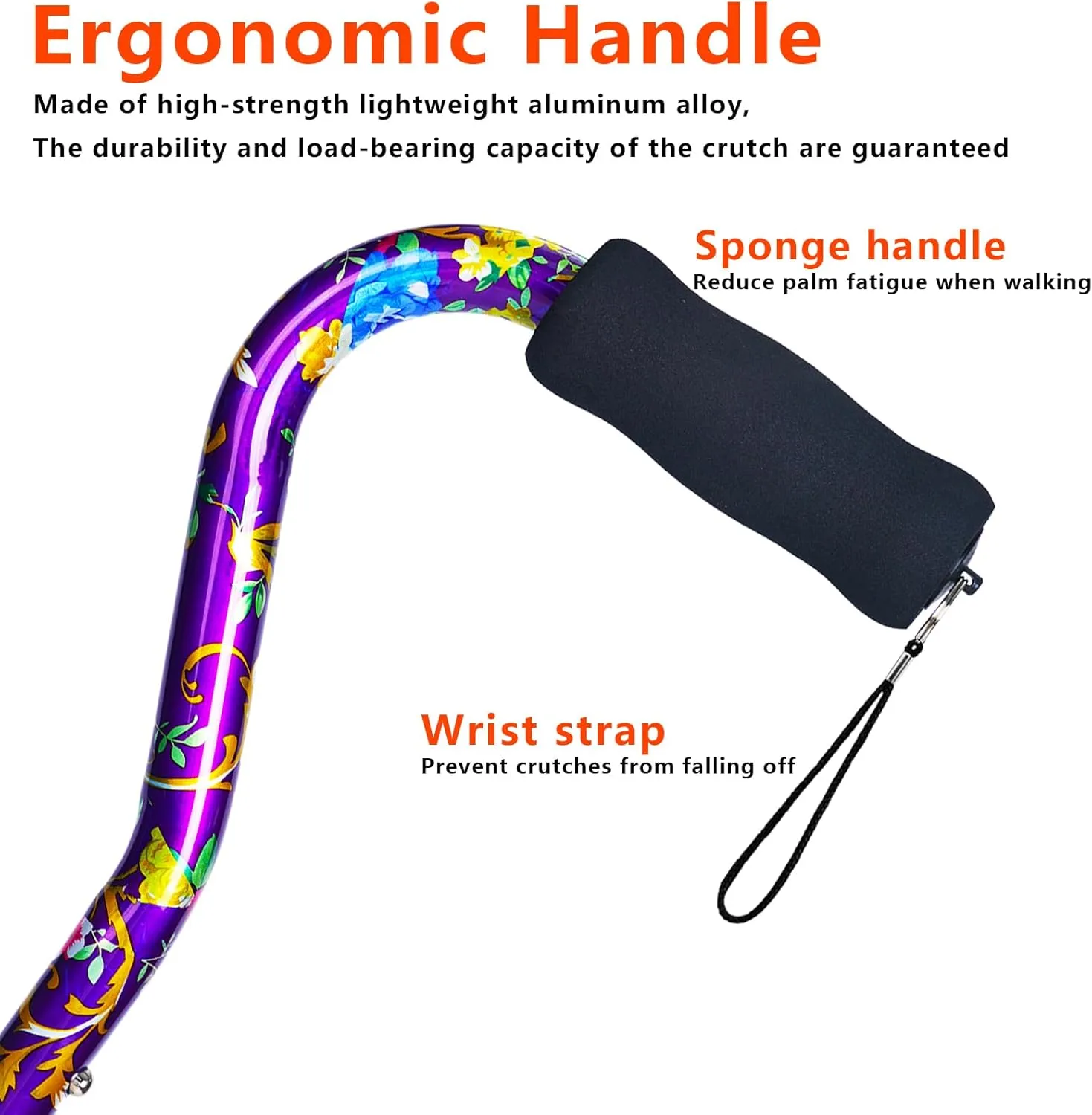 Walking Cane for Women & Men, Folding Cane Lightweight with Offset Handle, Adjustable Walking Stick for Seniors Mobility Balance, Small Base, 32-37" Flower