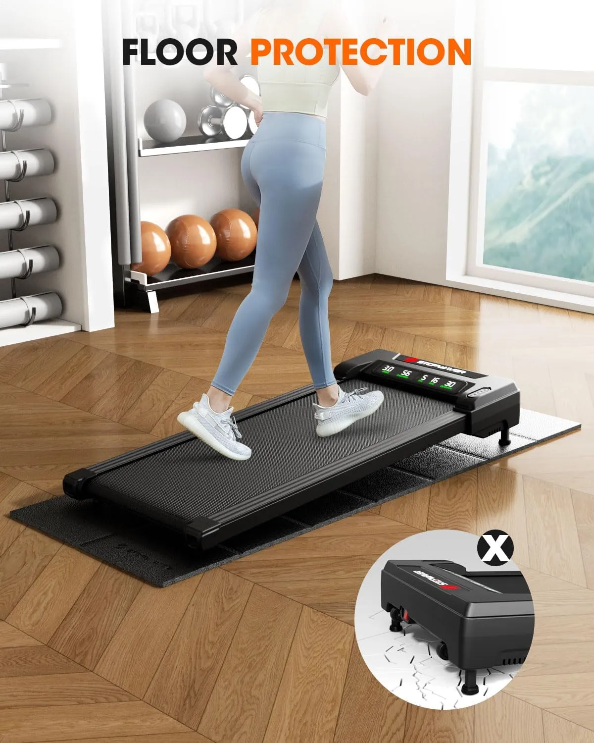 Walking Pad Mat for Carpet, Treadmill Mat for Floor, Under Treadmill Mats, 71 x 32, 68 x 24,102 x 36, 1/4" Thick, Non-Slip Mat Under Bike, Elliptical, Noise Shock Absorption