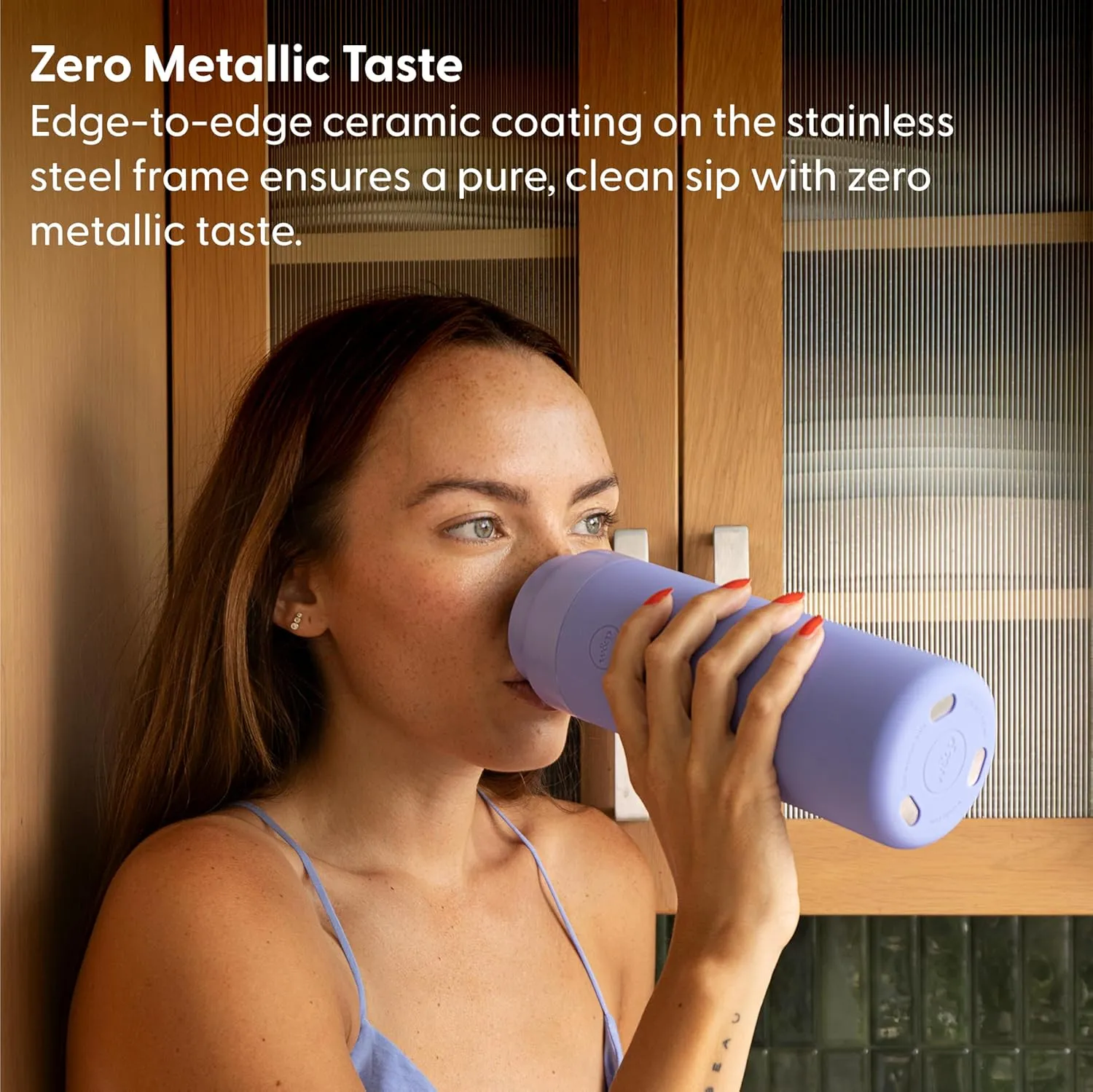 W&P Porter Insulated Bottle 20 oz | Clean Taste Ceramic Coating for Water, Coffee, & Tea | Wide Mouth Vacuum Insulated | Dishwasher Safe, Cream