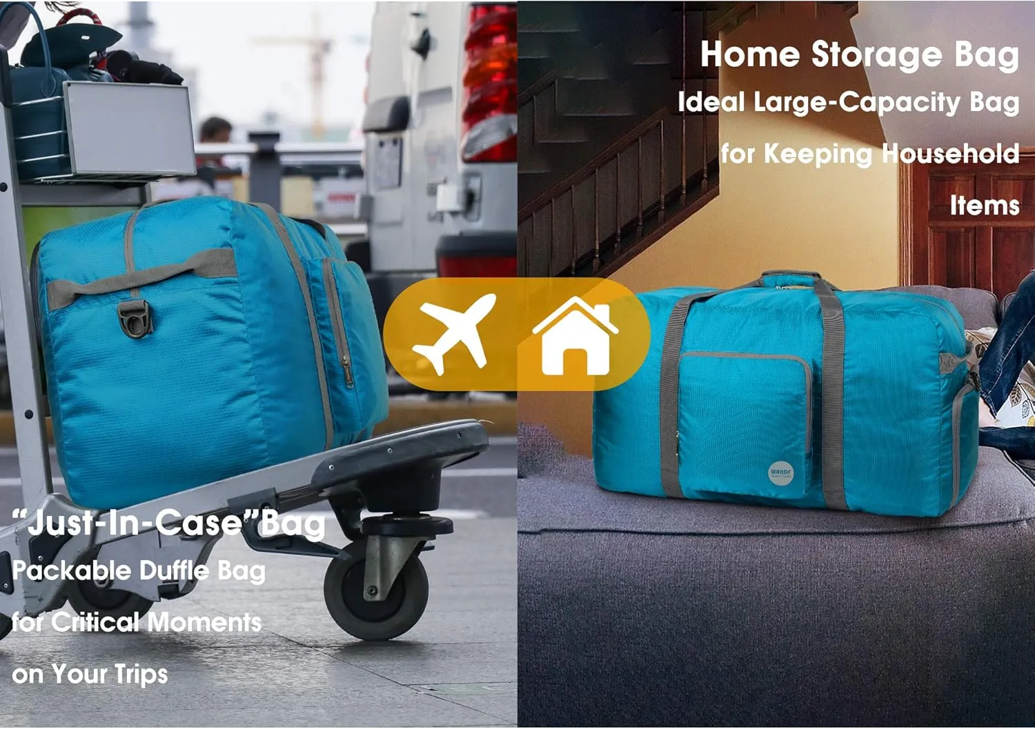 WANDF Foldable Travel Duffel Bag 60-120L Duffle Carry on for Women and Men
