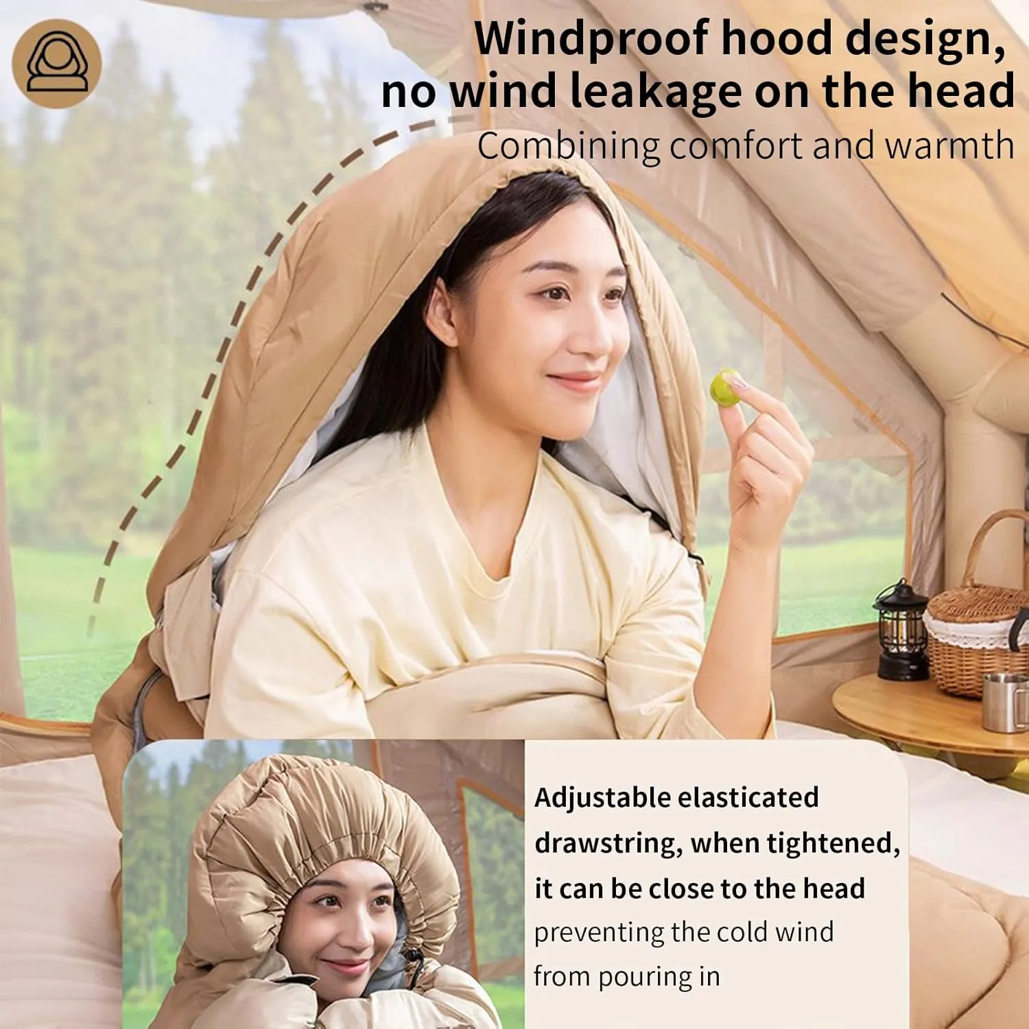 Warm Camping Sleeping Bag with Compression Sack,Portable Comfy Sleeping Bag Waterproof Sleep Pad for Adult Outdoor Hiking,Fits Cold Weather