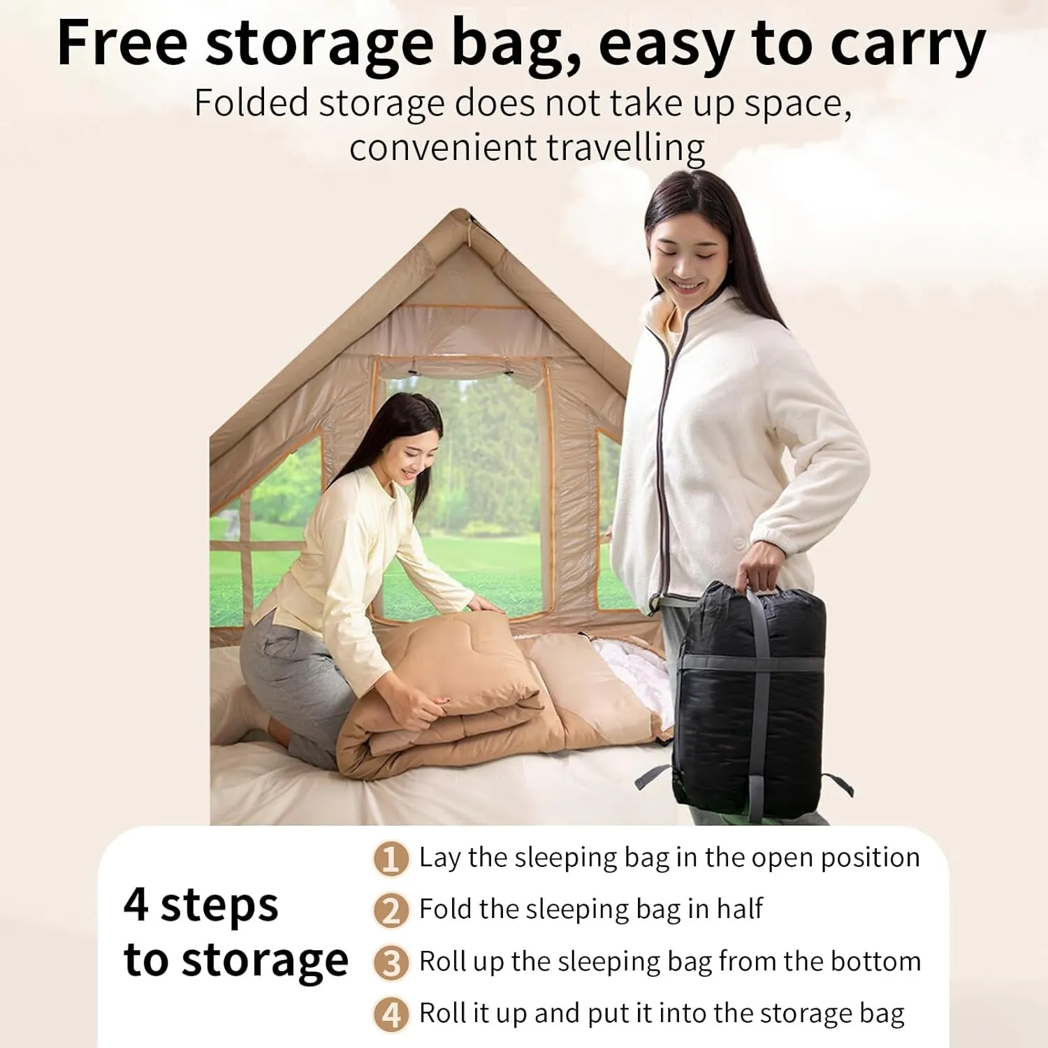 Warm Camping Sleeping Bag with Compression Sack,Portable Comfy Sleeping Bag Waterproof Sleep Pad for Adult Outdoor Hiking,Fits Cold Weather