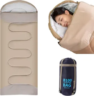 Warm Camping Sleeping Bag with Compression Sack,Portable Comfy Sleeping Bag Waterproof Sleep Pad for Adult Outdoor Hiking,Fits Cold Weather