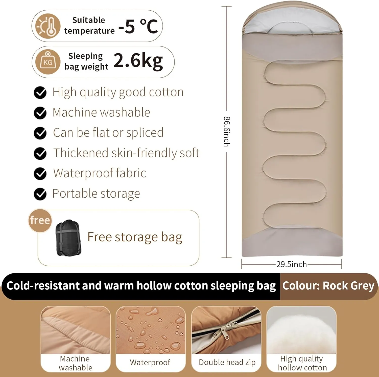 Warm Camping Sleeping Bag with Compression Sack,Portable Comfy Sleeping Bag Waterproof Sleep Pad for Adult Outdoor Hiking,Fits Cold Weather
