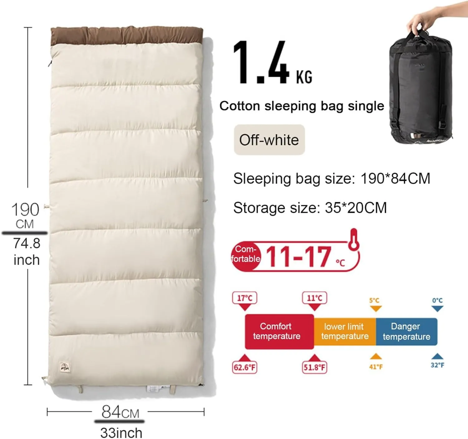Warm Weather Sleeping Bag, Portable Camping Can Be Assembled Lightweight 3 Season Compact Sleeping Bags with Carry Bag