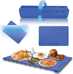 Warming Mat for Food: Portable 10s Fast Heating Electric Warming Tray Rollable Silicone Heating Mat for Food Adjustable 3 Level Temperature,Timer, Child Lock Food Warmer Mat for Parties,Countertop